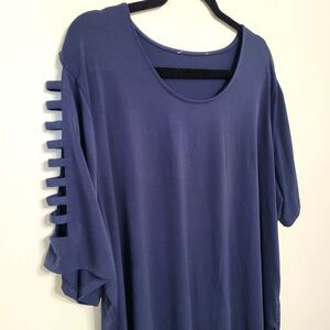 Michael Kors Women’s 1X Navy Blue Cutout Ladder Sleeve Top Shirt GUC